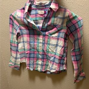 SO Multicolor Plaid Kids Button Down Shirt